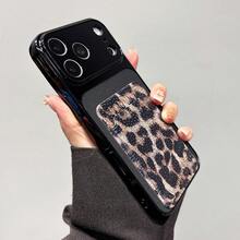 时尚豹纹卡包手机壳 - 黑色 - 查看 4