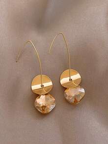 1 Pair Elegant Geometric Sequin Tassel Design Fashion Earrings, Suitable For Women's Daily, Commute, Festivals, Parties - Yellow Gold - View 6