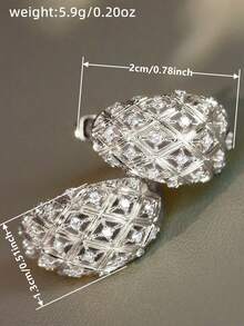 1 Đôi bông tai đá Cubic Zirconia thanh lịch, phù hợp cho nữ giới, thích hợp cho đám cưới, lễ đính hôn, kỷ niệm, tiệc tùng, ngày Valentine và các dịp khác. - Bạc - Xem 5