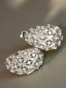 1 Đôi bông tai đá Cubic Zirconia thanh lịch, phù hợp cho nữ giới, thích hợp cho đám cưới, lễ đính hôn, kỷ niệm, tiệc tùng, ngày Valentine và các dịp khác. - Bạc - Xem 2