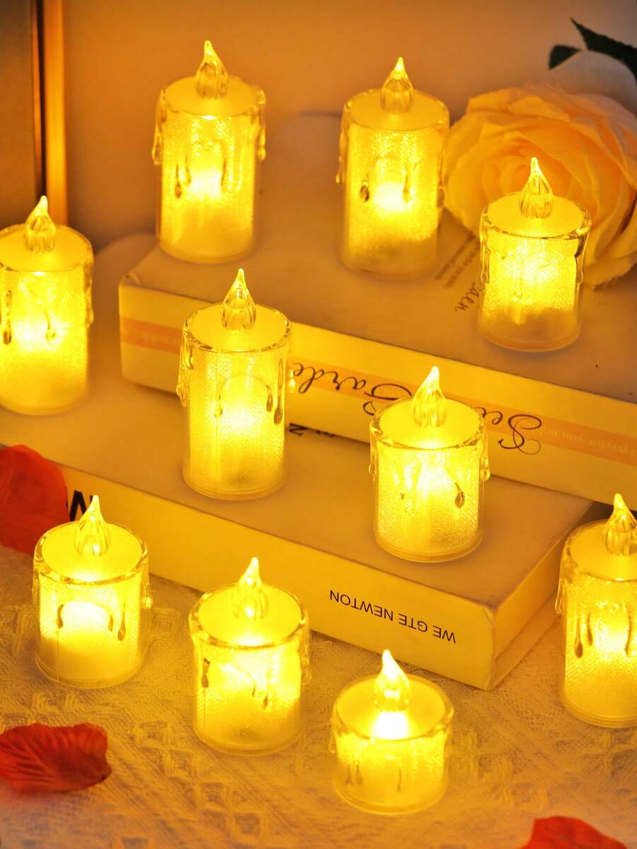 1pc Home Decor LED Electronic Candle Light (With Battery), Wedding Decoration LED Flameless Candle Light, Suitable For Holiday Decor, Party Decor, Proposal Decor, Valentine's Day Candle Light