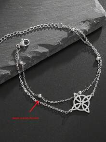 1件女巫结脚链，女士不锈钢双层珍珠链脚链，巫术饰品，夏季配饰（珍珠数量随机） - 幾何 - 查看 4