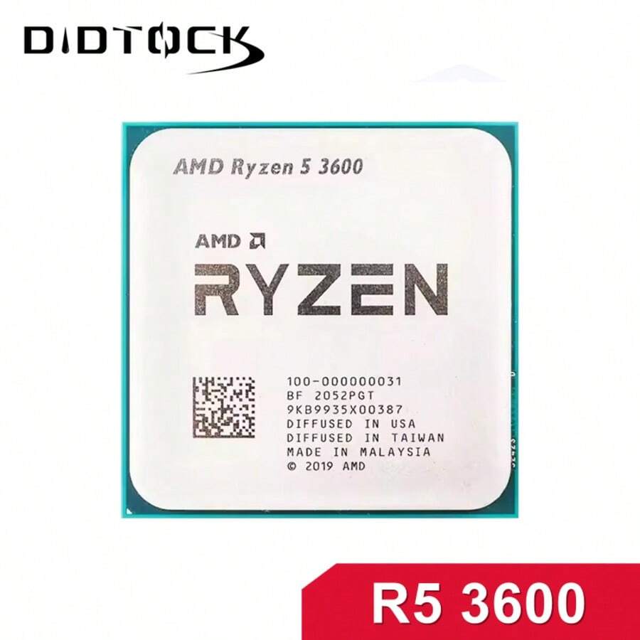 AMD Ryzen 5 R5 3600 3.6GHz 6-Core 12-Thread CPU Processor 7NM 65W LGA AM4 No Fan - Beige - View 1
