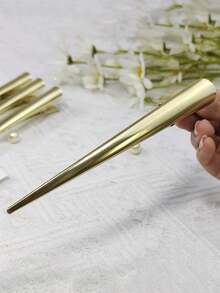 1pc/3pcs High Quality Alloy Pointed Hair Clips, Nape Hair Clips, Straight Bar Hair Clips, Exquisite & Fashionable Multifunctional Hair Accessories, Large Duck Bill Hair Clips - Gold - View 5