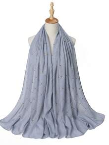 Elegant New Textured Breathable Fashion Luxurious Heavy Rhinestone Glitter Shimmer Hijab Scarf - Multicolor - View 14