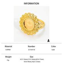 21k Gold-Plated Luxury Dubai Ring, Saudi Elegant Wedding Ring, Oman Islamic Women Party Jewelry - Coin Ring - View 24
