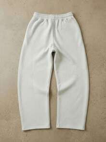 男士纯色抽绳松紧腰休闲宽松运动裤，宽松平角裤，户外简约拼接裤，适合学生和男士 - 淺灰色 - 查看 8