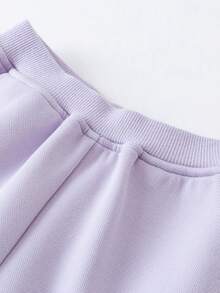 Bộ đồ 2 món cho bé gái, áo nỉ và quần jogger, thiết kế giả nhiều lớp, chống xù lông, bộ sưu tập Xuân 2026. - lục bình tím - Xem 8