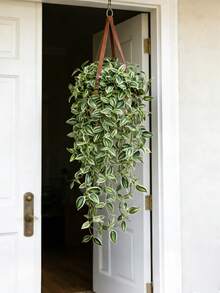 75厘米人造藤蔓叶子，仿真吊兰，丝绸叶子，绿色竹编藤蔓，适用于家居花园婚礼情人节装饰，不含花盆，1件装