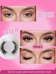 1 Set de Pestañas Magnéticas con Pinzas y Aplicador Profesional, Reutilizables, Sin Necesidad de Pegamento, Estilo dibujos animados, Naturales y Esponjosas, Suaves y Ligeras, Ideal para Maquillaje, Viajes, Fiestas - Multicolor - Ver 3