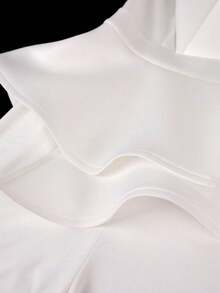 Women's Elegant Pearl-Adorned Jumpsuit - Long Sleeve Formal Party Outfit With Round Neck & Straight Leg Pants, Hand Washable Luxury Evening Gown For Weddings, Galas & Special Occasions, Wedding Attire, Pearl Embellished Dress, Premium Stitching, Delicate Pearl Details, Stylish Top, Fashionforward Women - 白色 - 查看 3