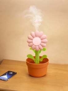 1PC Creative Sunflower Flower Language Humidifier, 7-Color Gradient Ambience Light USB-Powered Quiet Mini Ornament Suitable For Bedroom Office Desk Decor - Multicolor - View 5