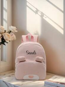 Customized Children's Personalized Embroidered Backpack, Children's Schoolbag, Backpack, Customizable Name Backpack, Children's Letter Embroidered Backpack, Boys' And Girls' Schoolbag, Personalized Animal Backpack: Embroidered Strap Toddler Bag, Diaper Storage Bag, Preschool Children's Backpack. - Multicolor - View 7