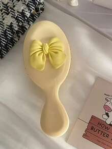 1pc Cute Cartoon Pink Bow Hair Comb With Soft Pad And Mini Soft Massage Brush, Suitable For Girls, Can Be Used As Hair Comb, Brush, Hair Styling Tool, Hair Product And Accessory, Applicable For Barbershop, Beauty Salon, Back To School Season, Travel Vacation, Etc., Serves As Hair Accessory, Hair Comb, Edge Brush, Detangling Brush, Back Brush, Etc. - Black - View 9