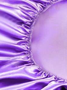 2/3件套纯色紫色缎面床笠套装，仿丝绸质感，含1个床笠和1/2个枕套（不含枕芯），现代柔软床上用品套装，适用于家用特大号、大号、标准双人床、单人床等多种尺寸，床笠深度可达11.8英寸，透气防皱，提升睡眠质量，可机洗。 - 紫羅蘭色 - 查看 8