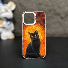 1pcs Mystic Black Cat Phone Case Compatible with Apple Phone 11 12 13 14 15 16 17 Pro Max 7plus 8plus Xs Max XS Antidrop Phone Case Shock Proof Vintage Funky Personality Stunning Elegant Can Be Given To Friends Can Be Given To A Lover - Plateado - Ver 5