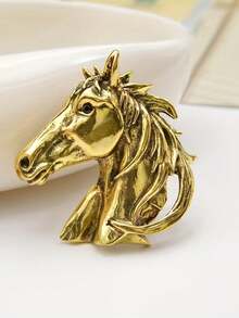 1pc Vintage Elegant Cute Horse Head Brooch, Suitable For Vacation, Gift, And Daily Wear - Brooch - View 4