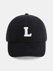 1顶幼儿字母图案棒球帽（A-Z），可调节魔术贴，防晒帽，适合1-5岁儿童，时尚黑色休闲日常帽 - 黑色 - 查看 24