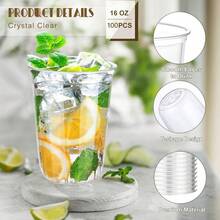KesaPlan 100 Pcs Disposable Stemless Glasses 12oz Crystal Plastic Wine Glasses Clear Classic Cup For Meeting Weddings Birthdays Cocktail Christmas Party Supplies - 透明-100個-16盎司 - 查看 3