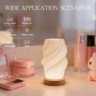 Luminária de mesa LED moderna e criativa, impressa em 3D - Regulável, alimentada por USB, luz ambiente, ideal para sala de estar, quarto e escritório em casa - Perfeita para mesa de cabeceira, criado-mudo de hotel e decoração de mesa.