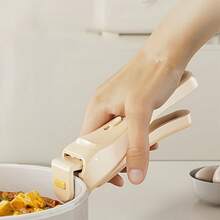 1 Pack White Heat Resistant Non-Slip Bowl Gripper - Heavy Duty ABS One-Hand Release Lever, Suitable For Retrieving Hot Dishes, Bowls, Pots And Pans - Microwave, Oven And Dishwasher (Non-Food Contact) - Grip For Hot Food, Anti-Scald - Multicolor - View 3