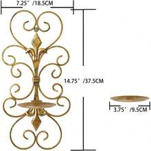 Set Of 2 Wall Sconces Candle Holders Metal Wall Decoration Hanging Wall Mounted Candle Sconces For Home Decor Bedroom Dining Room, Antique Gold - 古董金 - 查看 2