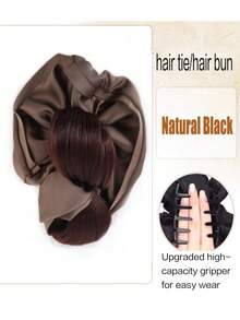 New Synthetic Hair Bun Claw Clip With Hair Band Natural Wig Hair Clip Fluffy Brown Black Bun Head Wig Hair Accessories - Multicolor - View 12
