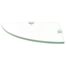 Larryhot Scaffale Angolare Supporti Cromati in Vetro Trasparente 25x25cm, Facile da assemblare, dall'estetica elegante e raffinata, pratica per riporre gli oggetti, la scelta ideale per l'organizzazione e la decorazione domestica - Trasparente - Visualizzare 1