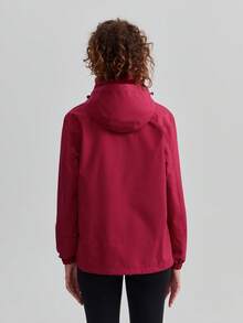 1pc Women's Color Block Spring/Autumn Windbreaker, Outdoor Sports Lightweight Waterproof Hooded Jacket, Suitable For Running Hiking - Burgundy - View 7