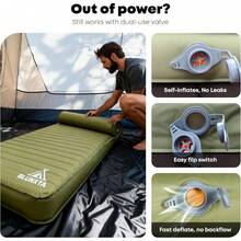 Colchoneta de dormir autoinflable para camping de 4 pulgadas de grosor con bomba integrada, espuma aislante con valor R9.5, colchón de aire portátil para mochileros, tiendas de campaña y actividades al aire libre - Verde - Ver 8