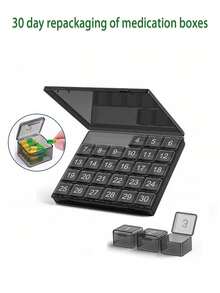 1pc 30-Slot Pill Box, 2pcs 30-Day Pill Organizer, Monthly Medication Storage Box, 30-Compartment Pill Case, Travel Monthly Medication Box, Storage Container