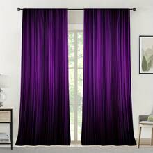 2pcs Deep Purple Vertical Curtains - Modern Window Drapes With Elegant Rod Pocket (No Rod Needed),  Semi-Sheer Privacy Panels For Living Room, Bedroom,  Office - Machine Washable Polyester Curtains In Luxury Color For Home & Commercial Decor, Living Room Curtains,  Cozy Atmosphere Creation, Stylish Room Accent, Contemporary Design, Highquality Print, Interior Designers, 2D Flat - in ấn - Xem 1