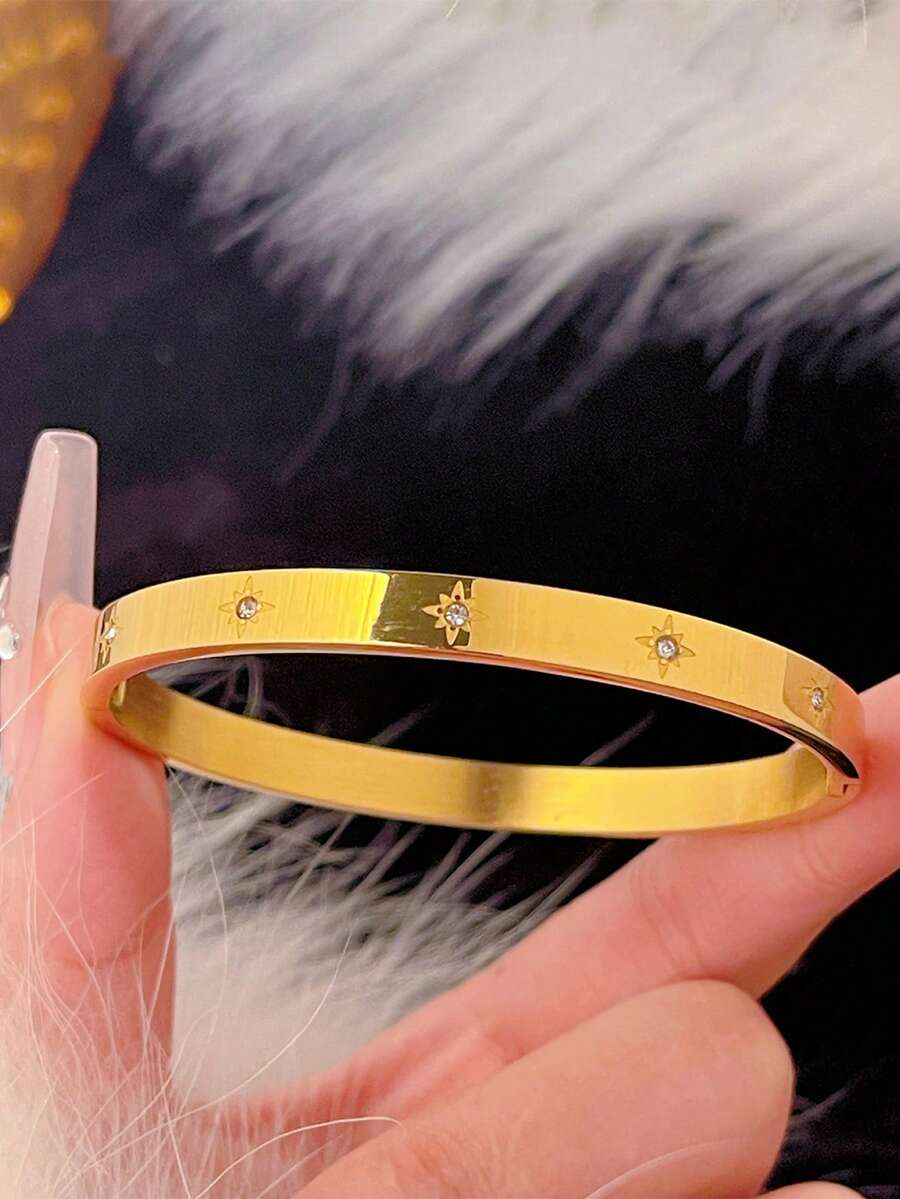 سوار من الفولاذ المقاوم للصدأ بزهرة رباعية الأوراق والسداسي للنساء، إكسسوار عصري، هدية مجوهرات مثالية لعيد الحب