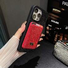 1pc Cute Diamond Sequin Magnetic Phone Card Holder, Compatible With Bank Cards, Credit Cards, Supports Up To 3 Cards, Shiny Diamond & Faux Leather Design, Ideal For Christmas, Valentine's Day And Other Holiday Gifts