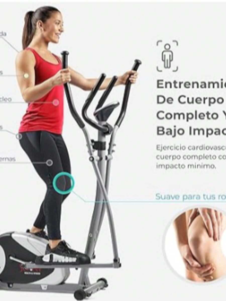 S un ny H ealth & F itn ess Legacy Stepper Elliptical Machine, Full Body Trainer with Hyper-Quiet Magnetic Belt Drive, Optional SunnyFit App Connection - Negro - Ver 1