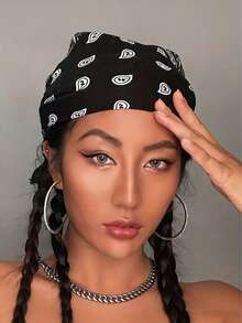 2pcs/Set Bohemian Paisley Headband & Bracelet, Handmade Arabic Style Bracelet, Vintage Hip-Hop Design, Unisex, Suitable For Cycling, Street Dance, Motorcycle Riding Mask, Headband