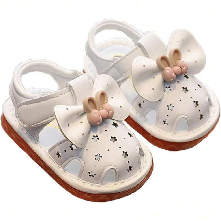 Zapatos Para Bebé Niña Con Corbata De Mariposa - Sandalias Suela De Goma Antideslizante, Ligeros De Verano Para Primeros Pasos, 6-36 Meses (Rosa/Blanco),37375818 - Rosa Oxidada - Ver 1