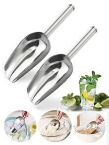 1pc Stainless Steel Ice Scoop, Cocktail Ice Scoop, Reusable Ice Scoop , Ice Scoop, Ice Bucket Stainless Steel Scoop, Food Scoop, Flour Shovel, Coffee Shovel, Cat Food Shovel, Dog Food Shovel, Holiday Party Tool, For Summer Bar Supplies, Kitchen Gadgets Can Also Scoop Sugar - Multicolor - View 10