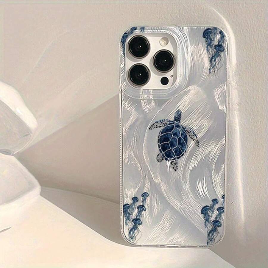 Sea Turtle Jellyfish Pattern Phone Case For IPhone 17 16 15 14 Pro Max 13 12 11 XS XR 16e 7 8 Plus 17Air Shockproof Bumper Cover - 1 - 查看 1