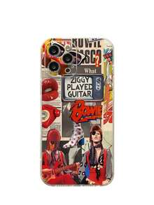 Funda transparente para teléfono D-David Singer B-Bowie Rock compatible con  17 16 15 14 13 12 11 PRO MAX PLUS Mini, funda suave y amigable con la piel, compatible con funda  17 pro max, funda  17 pro, funda  17, funda  16 pro max - z1 - Ver 9