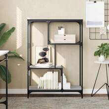 Larryhot Estantería madera de ingeniería y acero Sonoma gris 81x36x115cm, Fácil de montar, elegante y hermoso, y conveniente para almacenar artículos, es una opción ideal para el almacenamiento y la decoración del hogar. - Gris - Ver 1