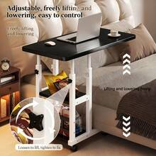Office Computer Desk, Foldable Mobile Desk With Adjustable Height, Wheels And Storage Drawers - Space-Saving Bed/Sofa Computer Desk, Sturdy Small Work Table, 3-Tier Metal Desk, Suitable For Bedrooms, Living Rooms, Offices, Etc. - 三層黑色電腦桌(升級款&aaa) - 查看 5