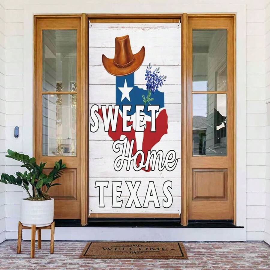 Sweet Home Texas Door Cover Banner Decoration Backdrop Porch Sign For Holiday Party Indoor Outdoor Decor One Size,OneSize,SweetHomeTexas - SweetHomeTexas - View 1