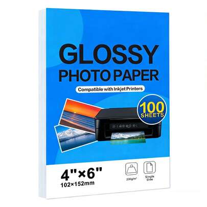 100 Sheets Of 4"X6" Glossy Photo Paper, 230gsm, Vivid Colors, Compatible With Inkjet Printers, Suitable For Home And Office Use, Photo Printing Paper | Vivid Print Quality | Smooth Surface, Photo Paper For Printers