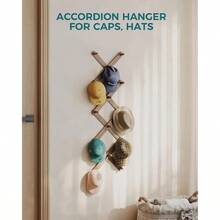 XGHOROPY Percero extense de madera ganco de madera de pino de acordeón montado en la pared para colgar seros gorras tazas aigos ma de X 27 x 10 pulgadas color nogal - bastante color nogal - Ver 5