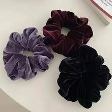 3 Pieces Women's Fluffy Hair Bands - Large Elegant Curly Hair Bands With Ruffles, Soft Purple, Black And Gray, Suitable For Casual And Formal Styles, Autumn Hair Accessories, Formal Hair Accessories, Fashion Hair Accessories, Soft Texture - 3件套 多色 - 查看 2