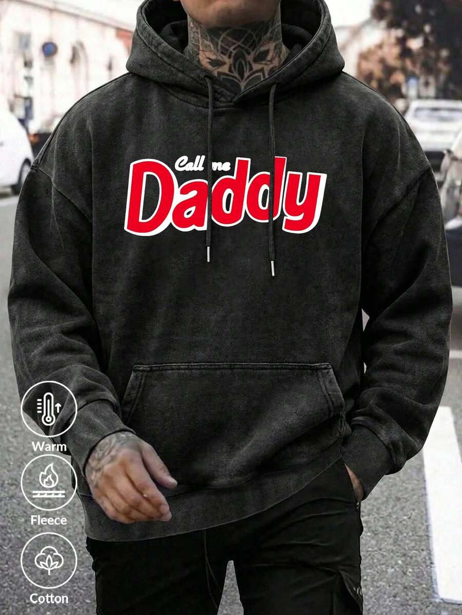 卓天喜 - 复古海报设计男士可水洗连帽衫和运动裤套装 - 黑色 - 查看 1