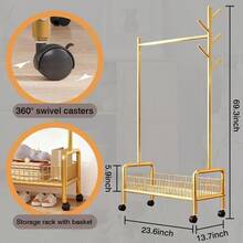 XGTMYUPDALIN Percero con estantes percero con ruedas percas multifunciona con cestas de almacenamiento y zapateros ideal para dormitos y salas de estar dorado 60 /23 pulgadas - Dorado - Ver 3