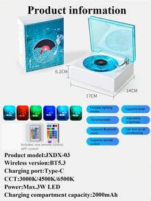 3-In-1 Blue Ocean White Noise Bluetooth Speaker, Record-Shaped Diffuser Creative Atmosphere Light, High-Quality Audio, Starry Sky Projector Lamp, Retro Wireless Mini Computer Speaker - The Perfect Gift For Family, Friends, Boys And Girls