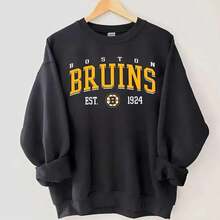 Boston Hockey Sweatshirt, Boston Hockey Crewneck,  Boston Hockey Sweatshirt, Retro Boston Bruins Sweater - 黑色 - 查看 2